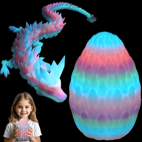 19'' Big 3D Printed Dragon,Dragon Eggs with Dragon Inside,Surprise Dragon Egg Toy,Full Articulated Crystal 3D Dragon(Giant Dragon Egg)