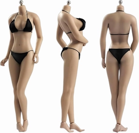 1/6 Scale Female Body,12inch Asian Girl Type Seamless Figure Body Super Flexible Large Bust Miniature Action Figure Collectible (Suntan Skin AB001S)