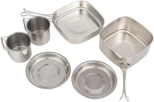 1set Camping Cookware Set Portable Picnic Gear for Backpacking Includes Pot Frying Pan Plates and Cups Easy to Clean and Space-Saving for Outdoor Cooking