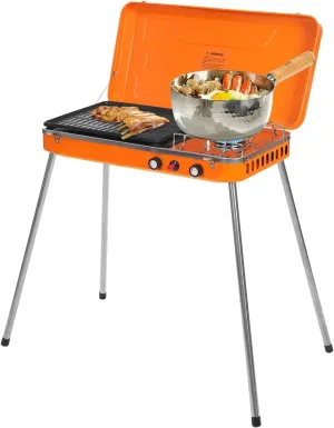2-Burner Camping Stove, Portable Gas Grill Cooker, Adjustable Firepower,3-7 Person,Outdoor Grill Stove for Camping Barbecues, Parties
