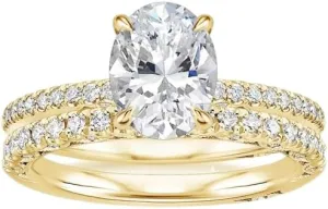 2 CT Oval Cut Colorless Moissanite Engagement Ring Set, Tacori Wedding/Bridal Sets, 925 Sterling Silver, Anniversary Ring Pave Set, for Women, 10K/14K/18K/22K Gold
