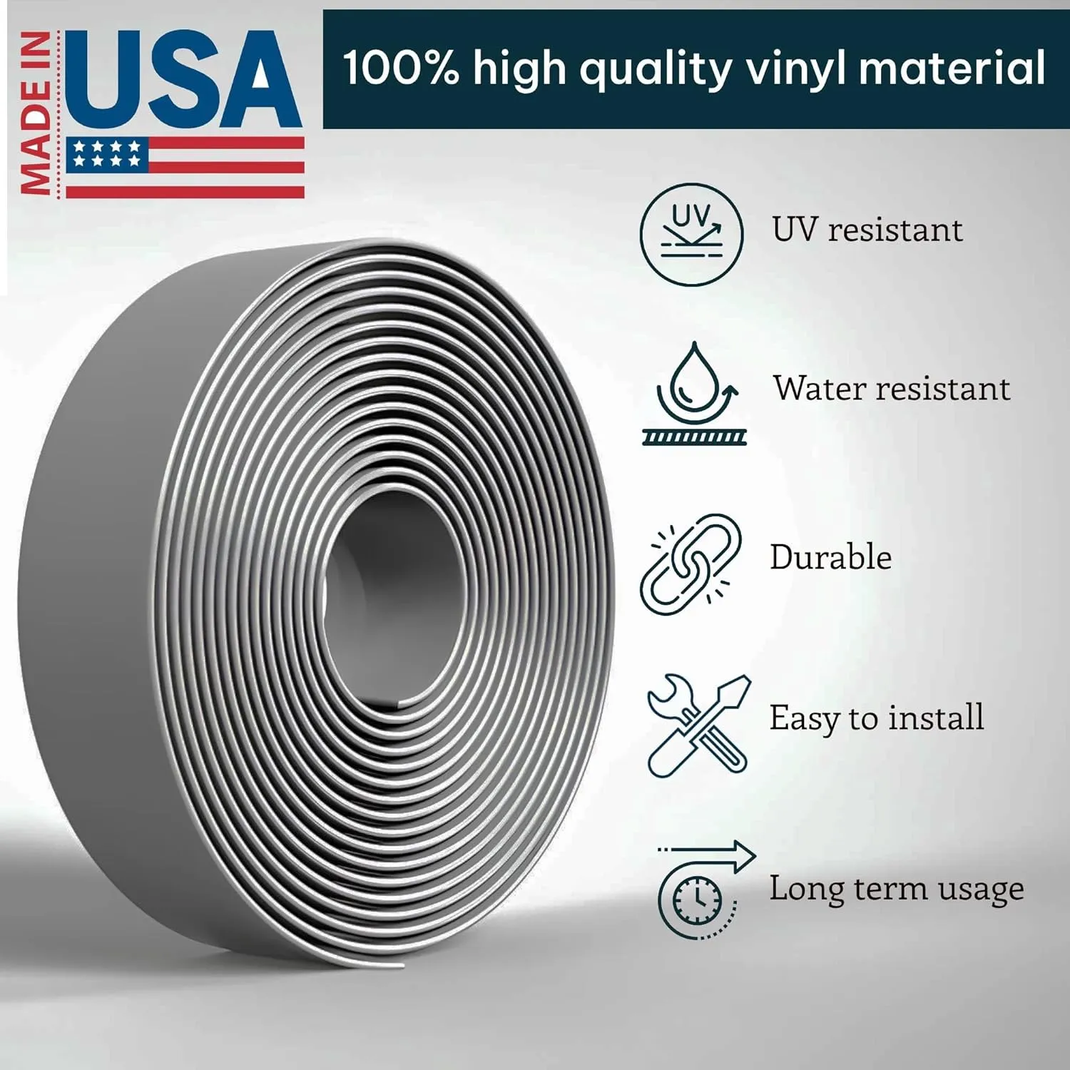 2 Inch Wide, 20ft Long Vinyl Strap - Replacement Straps for Patio Chairs - Vinyl Strapping for Patio Furniture Repair - Durable Seat Repair Kit for Lawn Chairs, Outdoor Furniture (Gray)