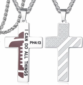 20 Inch Baseball Basketball Football Cross Necklace Jewelry - Cool Christian Birthday Anniversary Christmas Stocking Stuffers for Men Adults