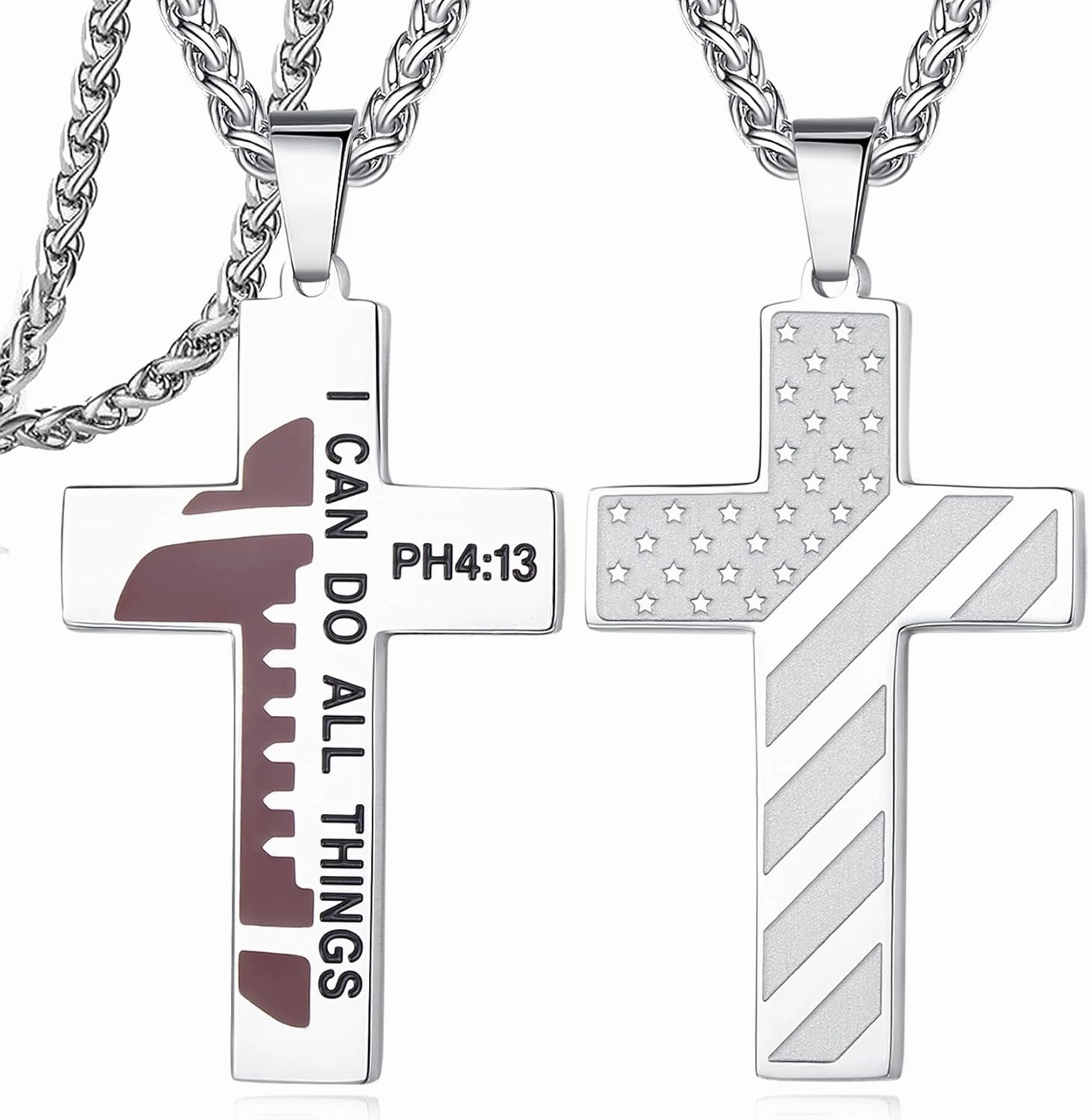 20 Inch Baseball Basketball Football Cross Necklace Jewelry - Cool Christian Birthday Anniversary Christmas Stocking Stuffers for Men Adults