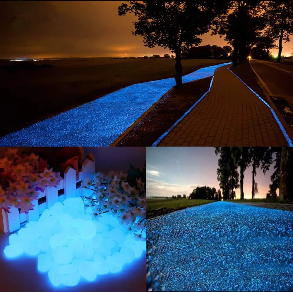 2.4Lbs 550Pcs Glow in The Dark Stones Garden Pebbles Rocks Indoor Outdoor Decor Luminous Stone for Walkways Driveway Yard Grass Fish Tank Halloween Decoration Large Bag
