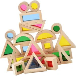 24Pcs Wooden Nesting Blocks Early Educational for Geometric Building Blocks to Enhance Hand Eye Coordination and Shape Recognition