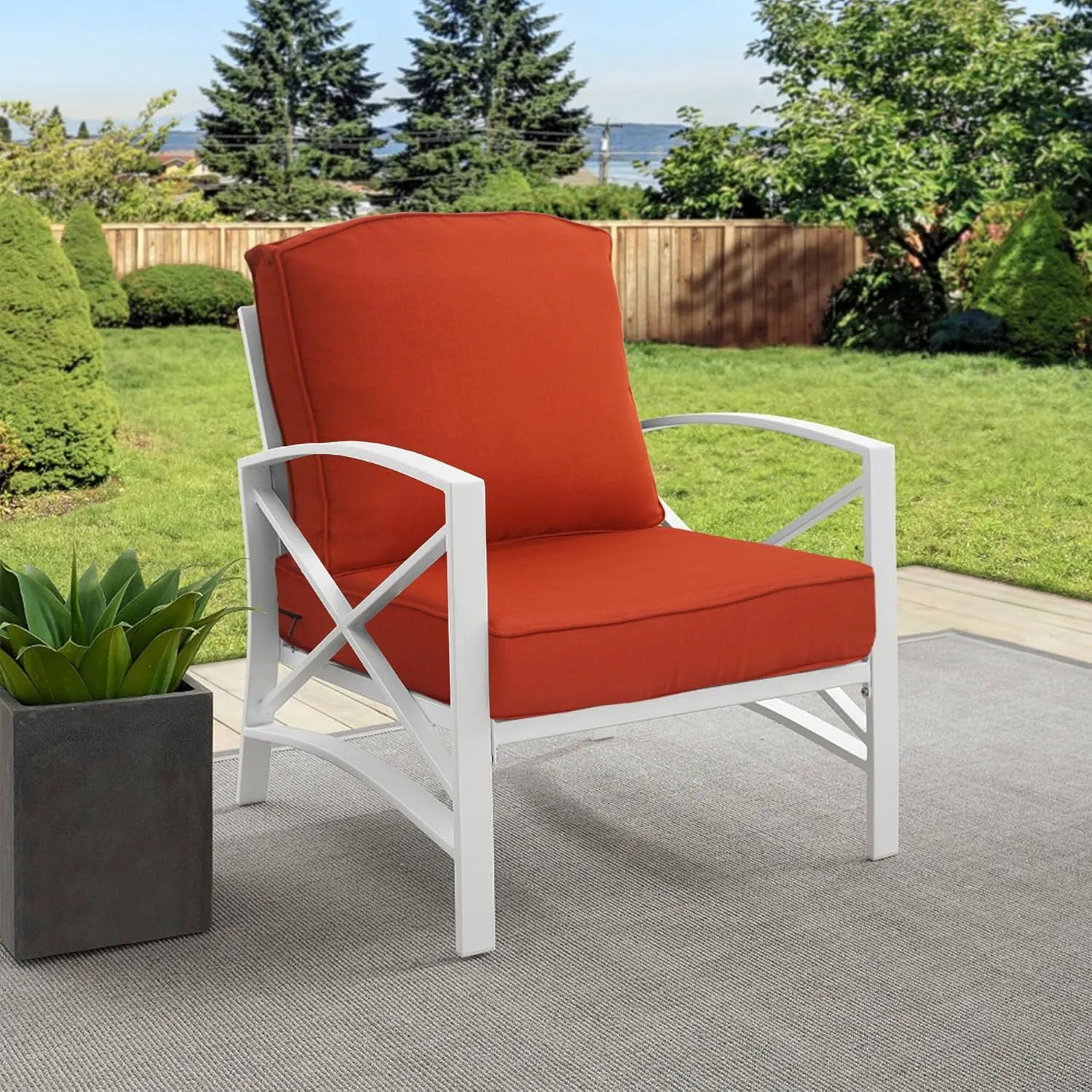 24x24 inch Outdoor/Indoor Deep Seat Patio Cushions Set of 2 Resilient Foam Filling Water Repellent Stain-Resistant UV Resistant Weather Resistant Deep Seat Bottom Quarry Red