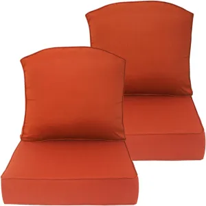 24x24 inch Outdoor/Indoor Deep Seat Patio Cushions Set of 2 Resilient Foam Filling Water Repellent Stain-Resistant UV Resistant Weather Resistant Deep Seat Bottom Quarry Red