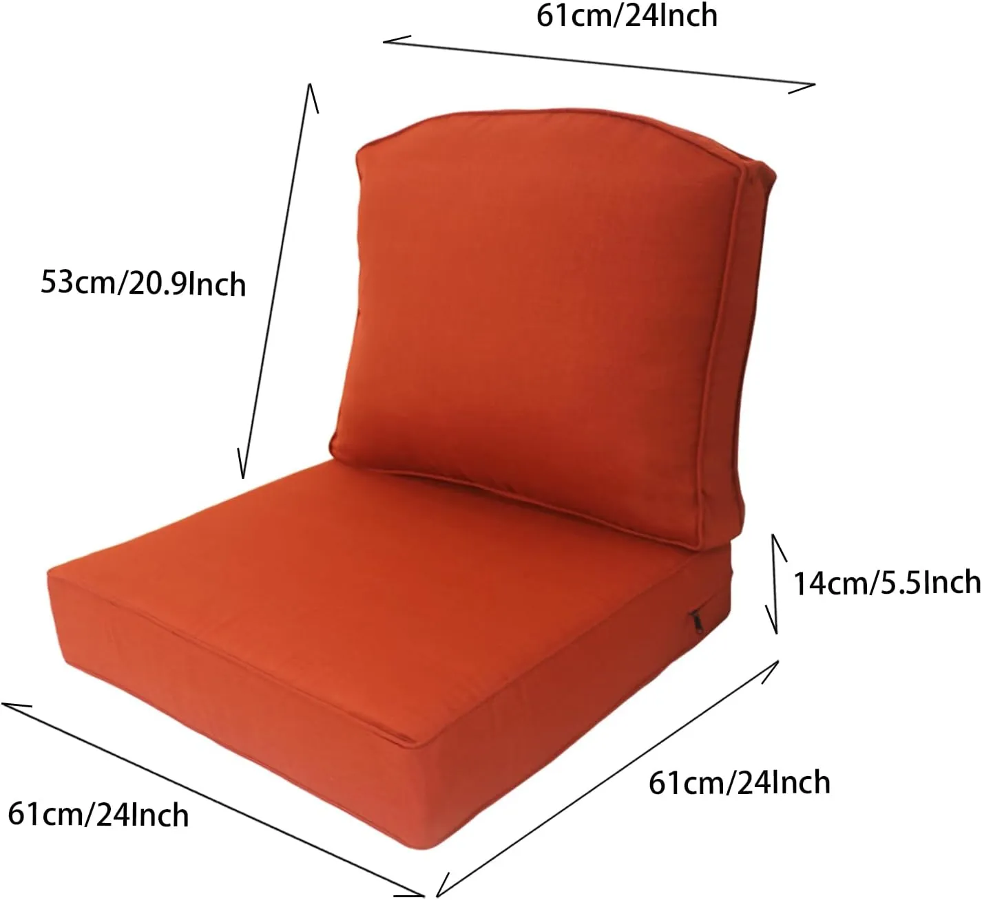 24x24 inch Outdoor/Indoor Deep Seat Patio Cushions Set of 2 Resilient Foam Filling Water Repellent Stain-Resistant UV Resistant Weather Resistant Deep Seat Bottom Quarry Red
