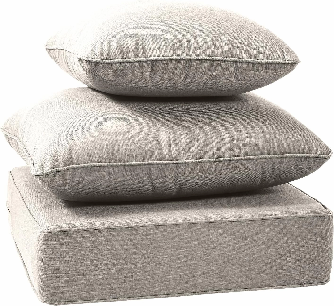 24x24x6 Outdoor Seat Cushions for 6-Seat Sectional Sofa Set of 6 - Water-Repellent 14-Piece Patio Cushion Set for Outside Rattan Wicker Loveseat Chair L-Shape Couch - Beige