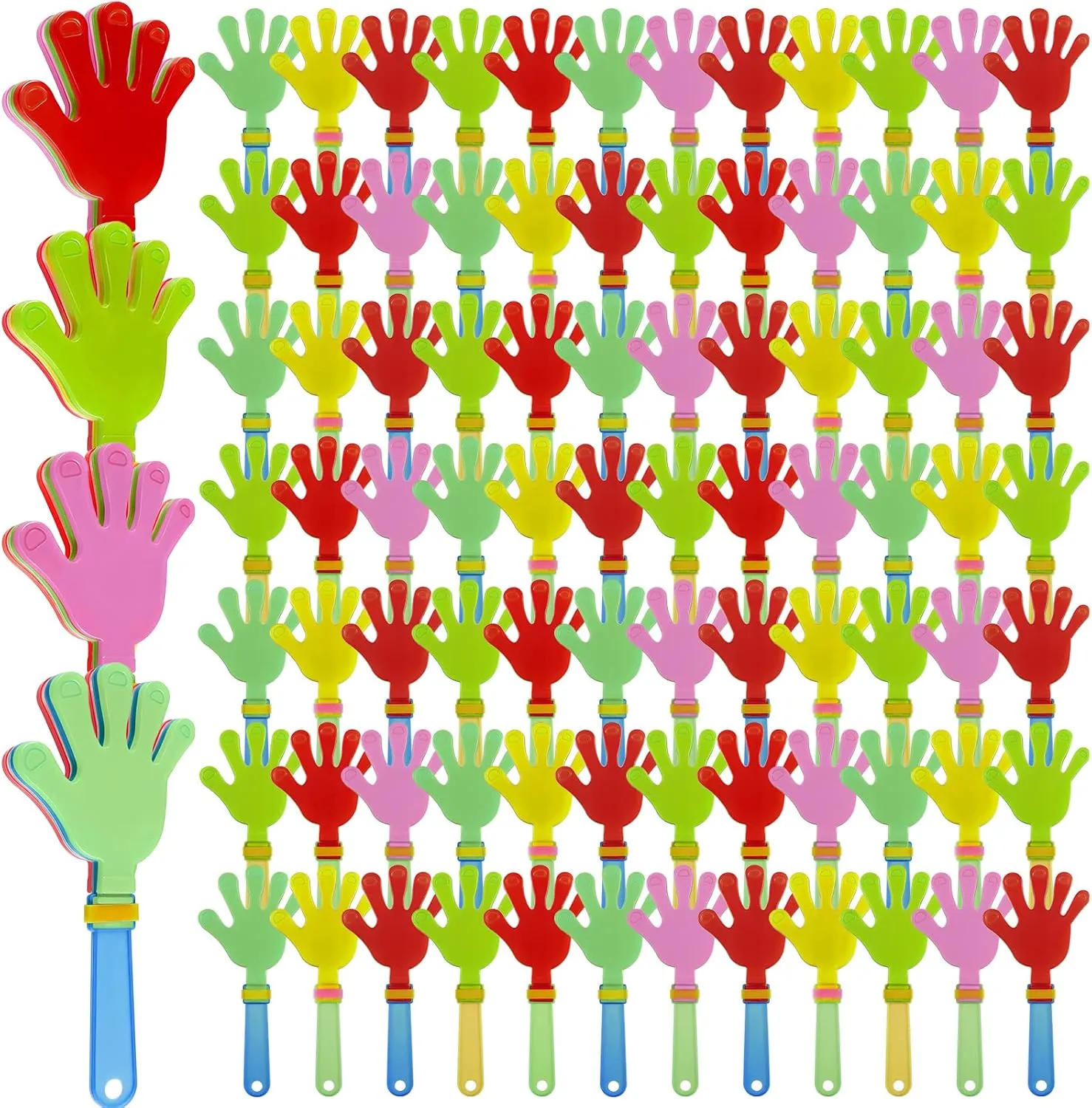250 Pcs Colorful Hand Clappers Plastic Noise Makers 7.5 Inch Clapping Toys for Sporting Events, Birthdays, Party, Fiesta