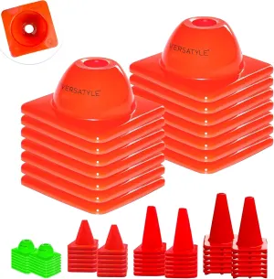 2in/6in/9in/12in/28in Heavy Duty Agility Training Cones for Sports & Kids Coaching, Field Markers for Motorcycle, Bikes, Traffic, Basketball, Soccer Drills, Durable, Multipurpose, Adjustable