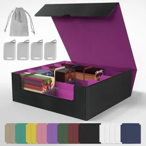 3200  Capacity Trading Card Storage Box, Holds 3.7in Cards MTG Commander Deck Box with 24 Color-Coded Dividers & 4 Reinforced Supporters, Thick Card Organizer Fit for Magic, TCG, YuGiOh, Sports Cards