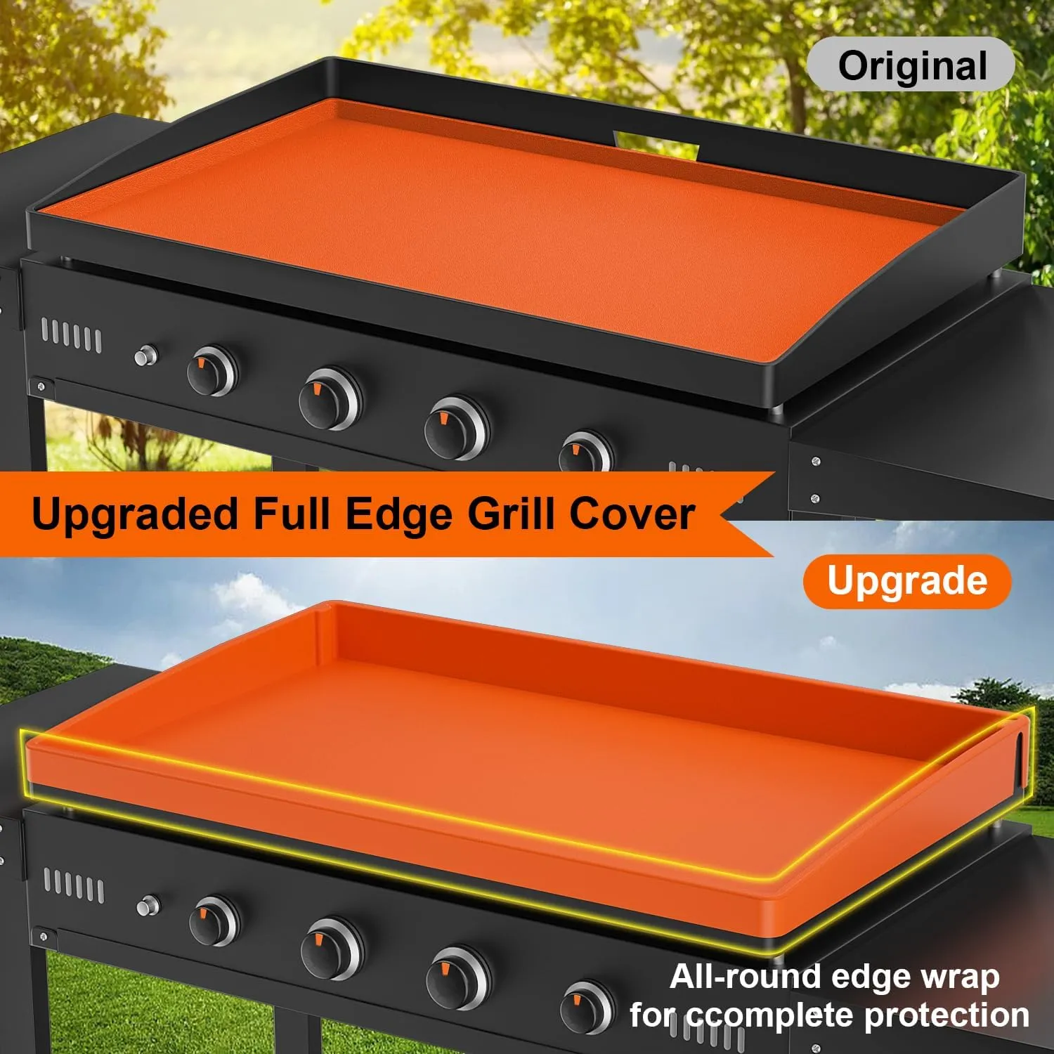 36 Inch Griddle Cover Silicone Protective Mat for Blackstone, Upgrade All-round Edge Silicone Grill Mat Griddle Protector Blackstone Accessories Protect from Dust & Rust
