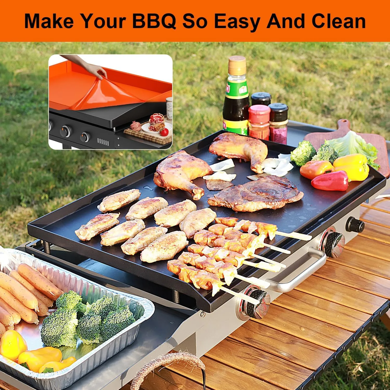36 Inch Griddle Cover Silicone Protective Mat for Blackstone, Upgrade All-round Edge Silicone Grill Mat Griddle Protector Blackstone Accessories Protect from Dust & Rust