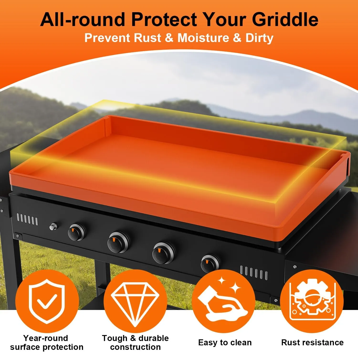 36 Inch Griddle Cover Silicone Protective Mat for Blackstone, Upgrade All-round Edge Silicone Grill Mat Griddle Protector Blackstone Accessories Protect from Dust & Rust