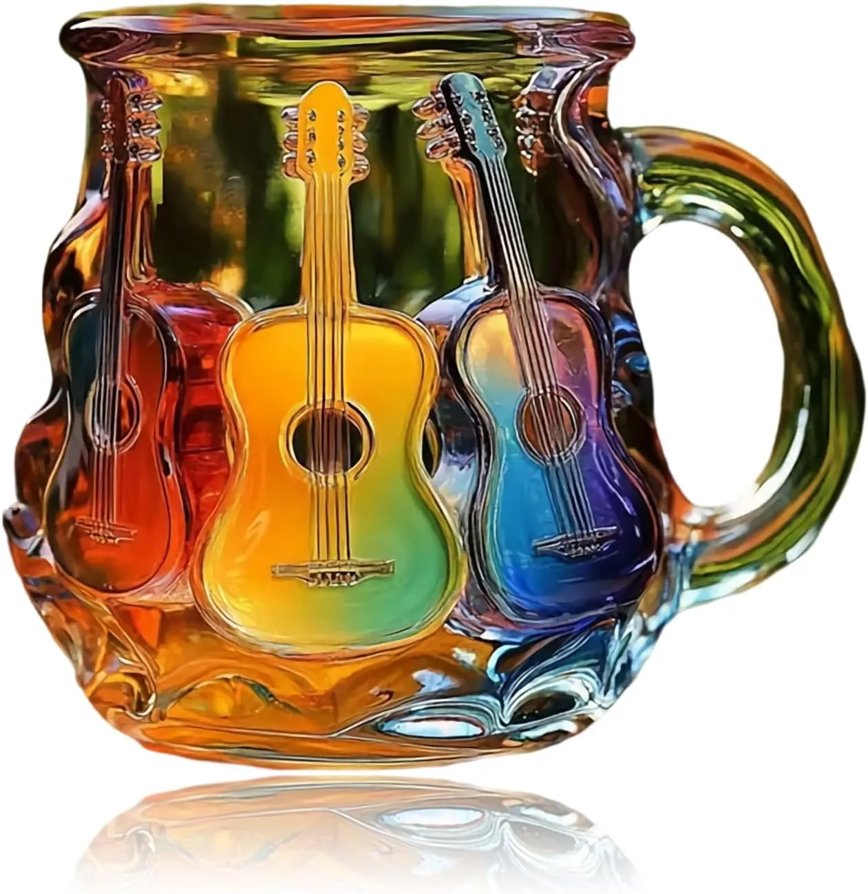 3D Guitar Design Coffee Mug, Music-Themed Ceramic Cup For Musicians, Hand-Painted Collectible Cup For Music Enthusiasts(#1)