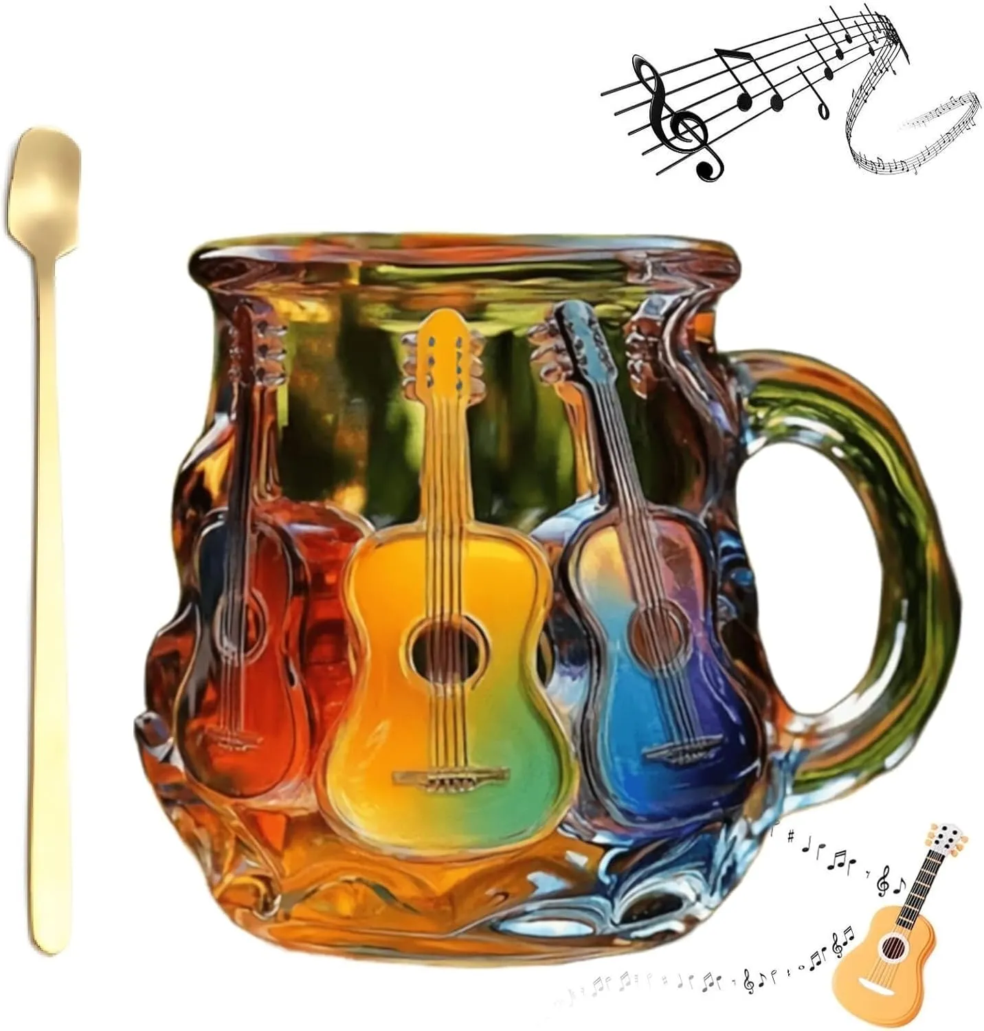 3D Guitar Design Coffee Mug, Music-Themed Ceramic Cup For Musicians, Hand-Painted Collectible Cup For Music Enthusiasts(#1)