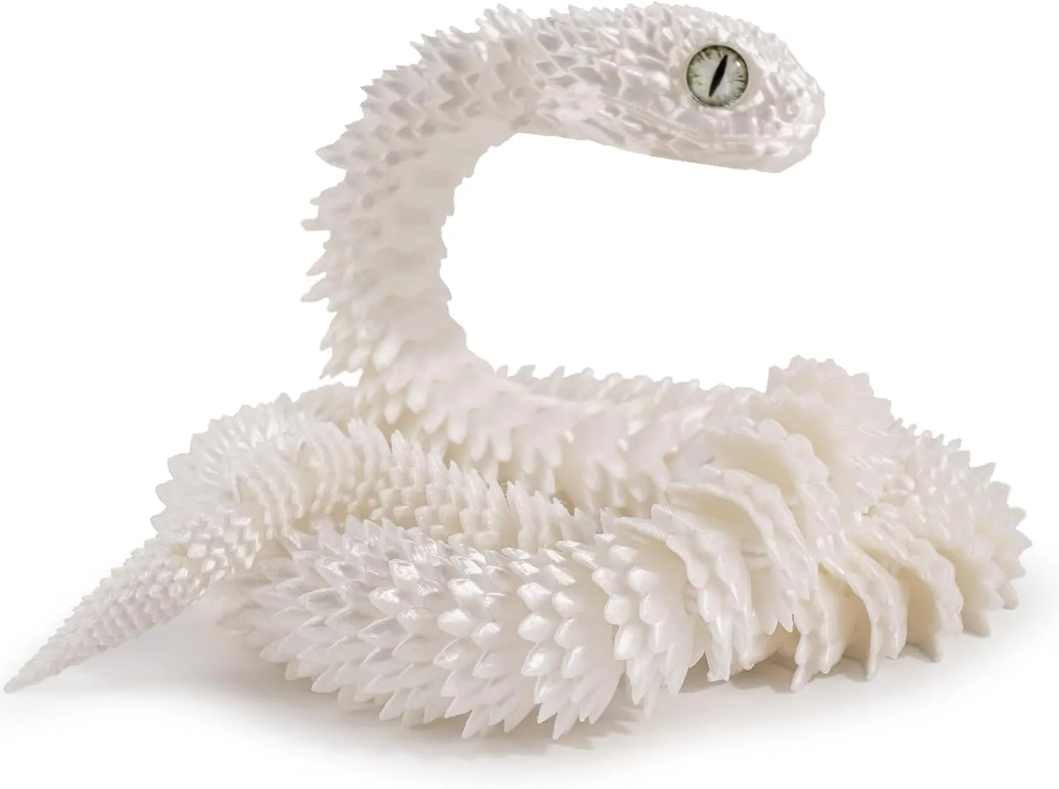 3D Printed Articulated Snake – 29.5'' Crystal-Like Movable Snake– Realistic Slithering Design, Collectible Articulated Model .Easter Basket Stuffers Essentials (White)