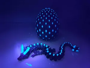 3D Printed Dragon Egg,Glowing at Night Dragon Egg Animal Figurines,Flexible Joints 3D Printed Animals Fidget Toys,Mysterious Gifts Teen Carnival Prizes,Desk Decor,Bookshelf Decor