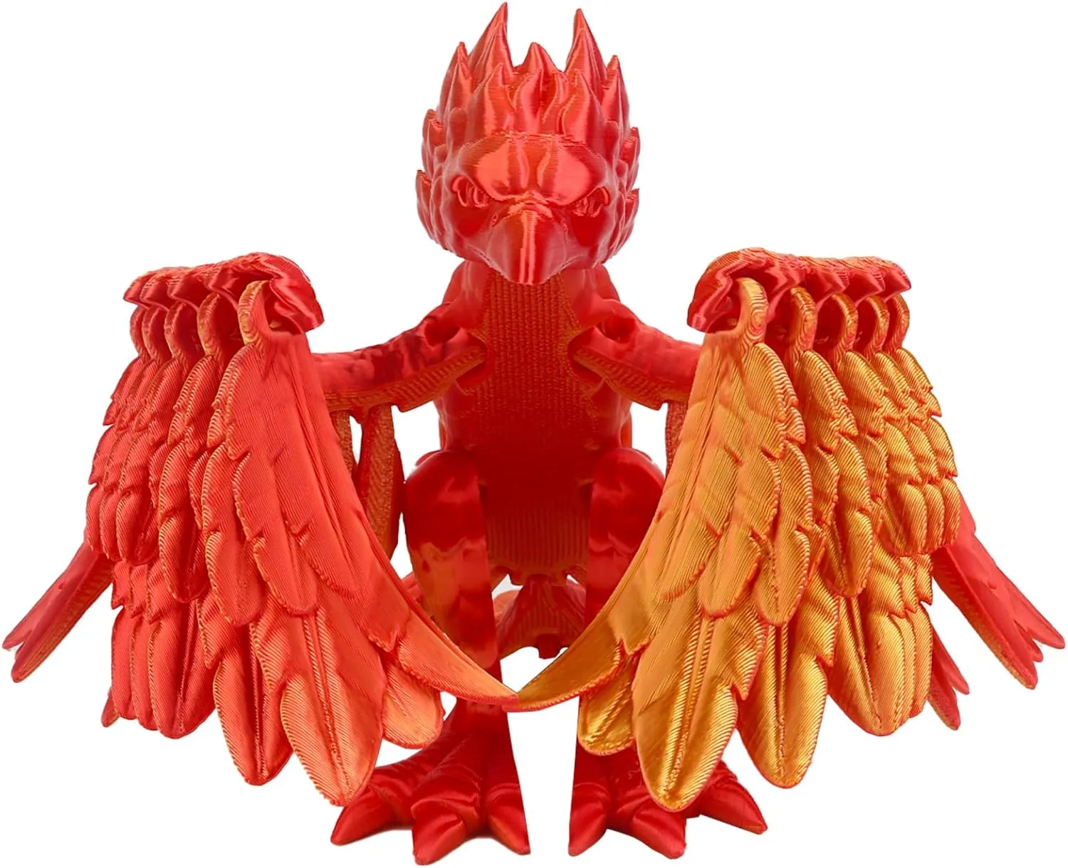 3D Printed Phoenix, 8.7 Inch Articulated Flexible Animals, Fidget Joint Figurine, Stress Relief Toy, Surprise Gift for Children and Adults, Fantasy Desktop Cool Decoration (Golden Red)