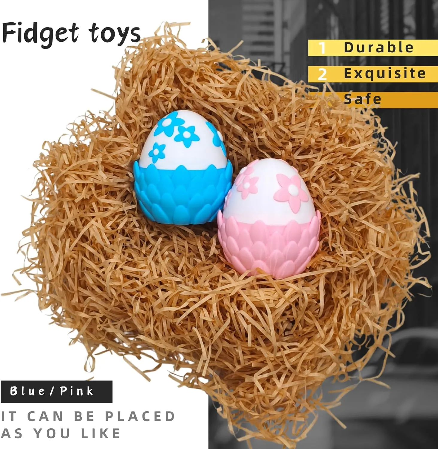 3D Printed Sakura Dragon & Dragon Egg – 11.8 Inch Realistic Articulated Dragon, Fidgeting Toys, Tabletop Decorations & Collectibles, Dragon Eggs with Dragon Inside (Pink-White)