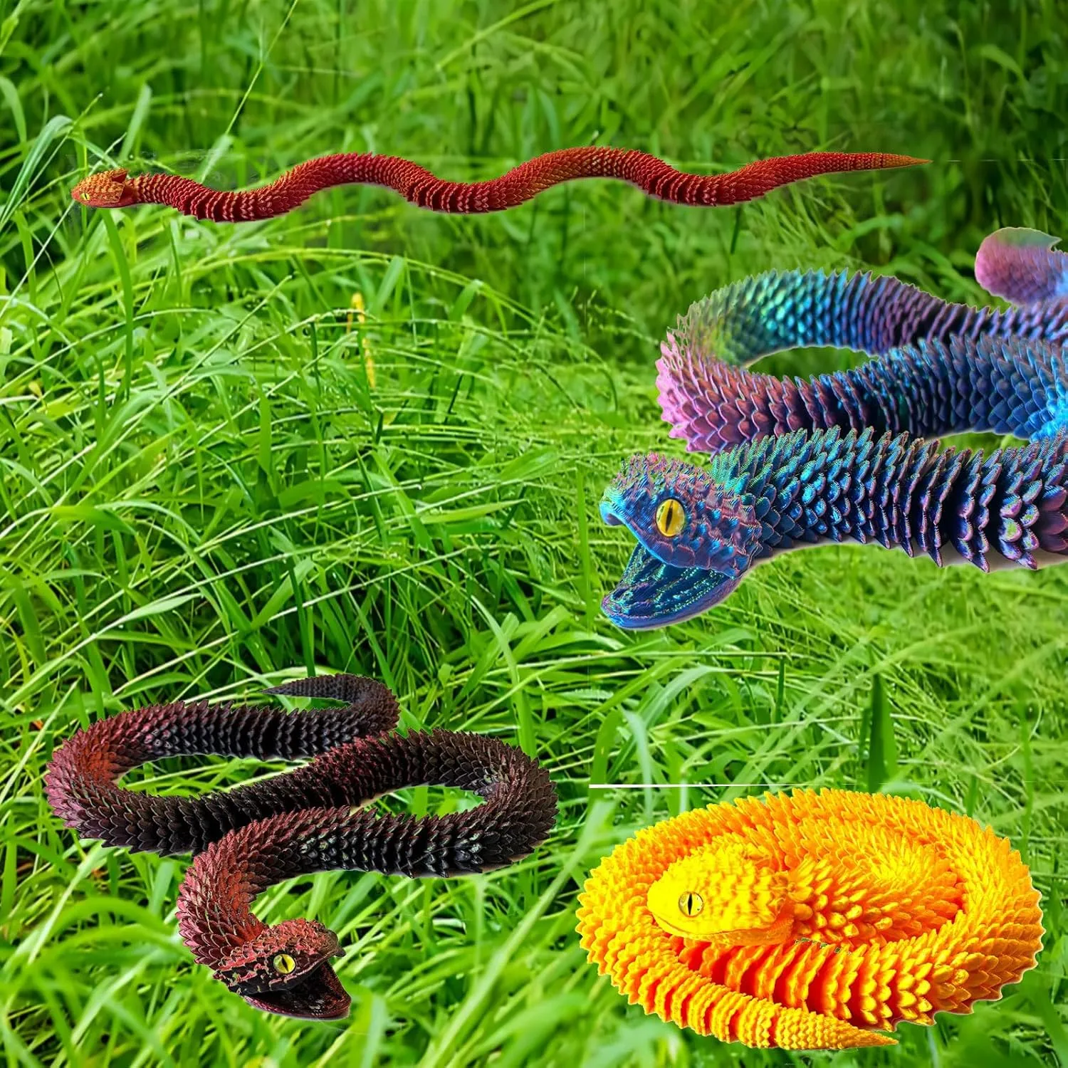 3D Printed Snake Flexible Animal Decorative Collectible