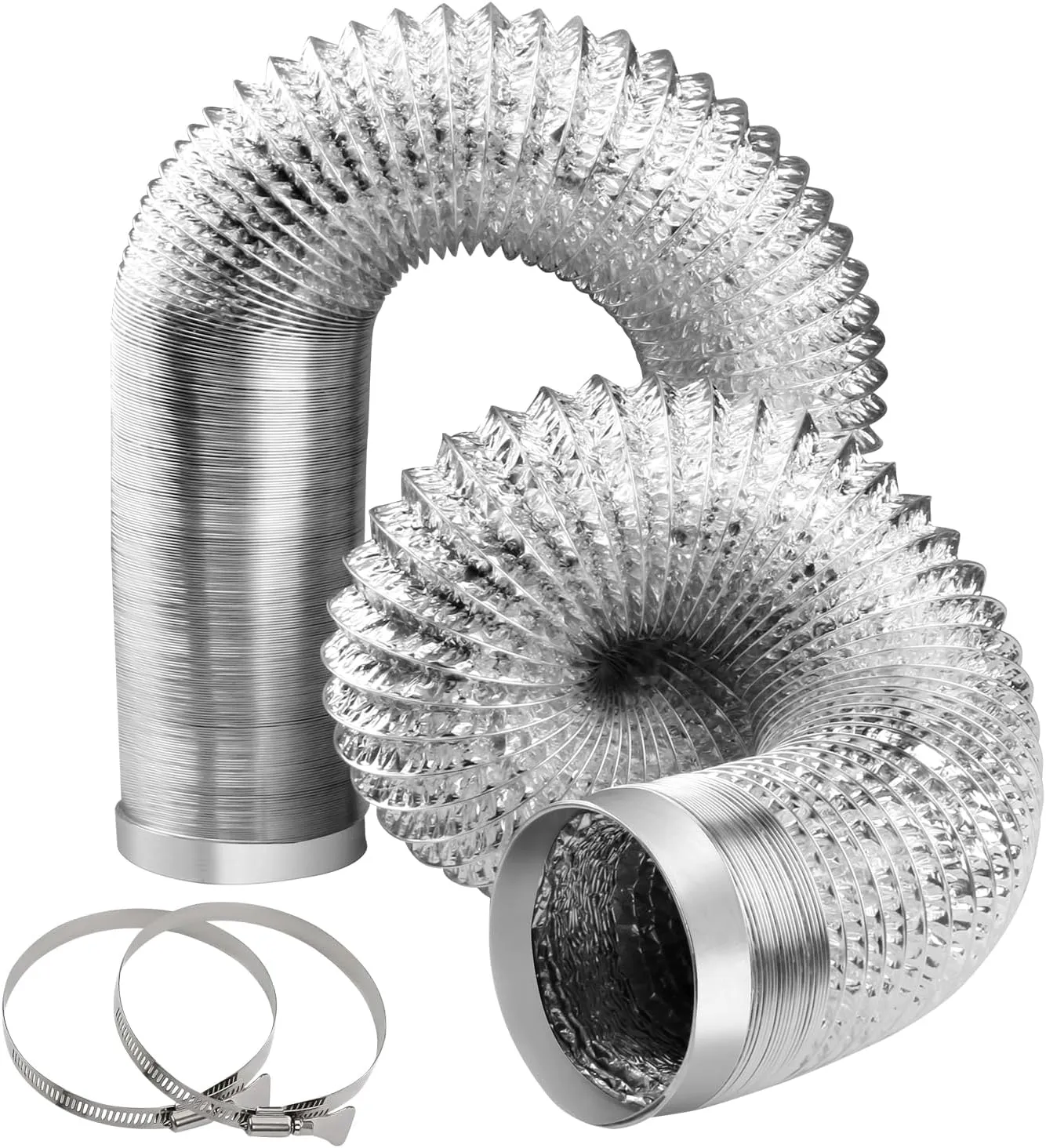 4-Inch Dryer Vent Hose 26FT, Flexible Aluminum Duct with 2 Clamps, Heavy-Duty Four Layer Protection for HVAC Ventilation and Exhaust