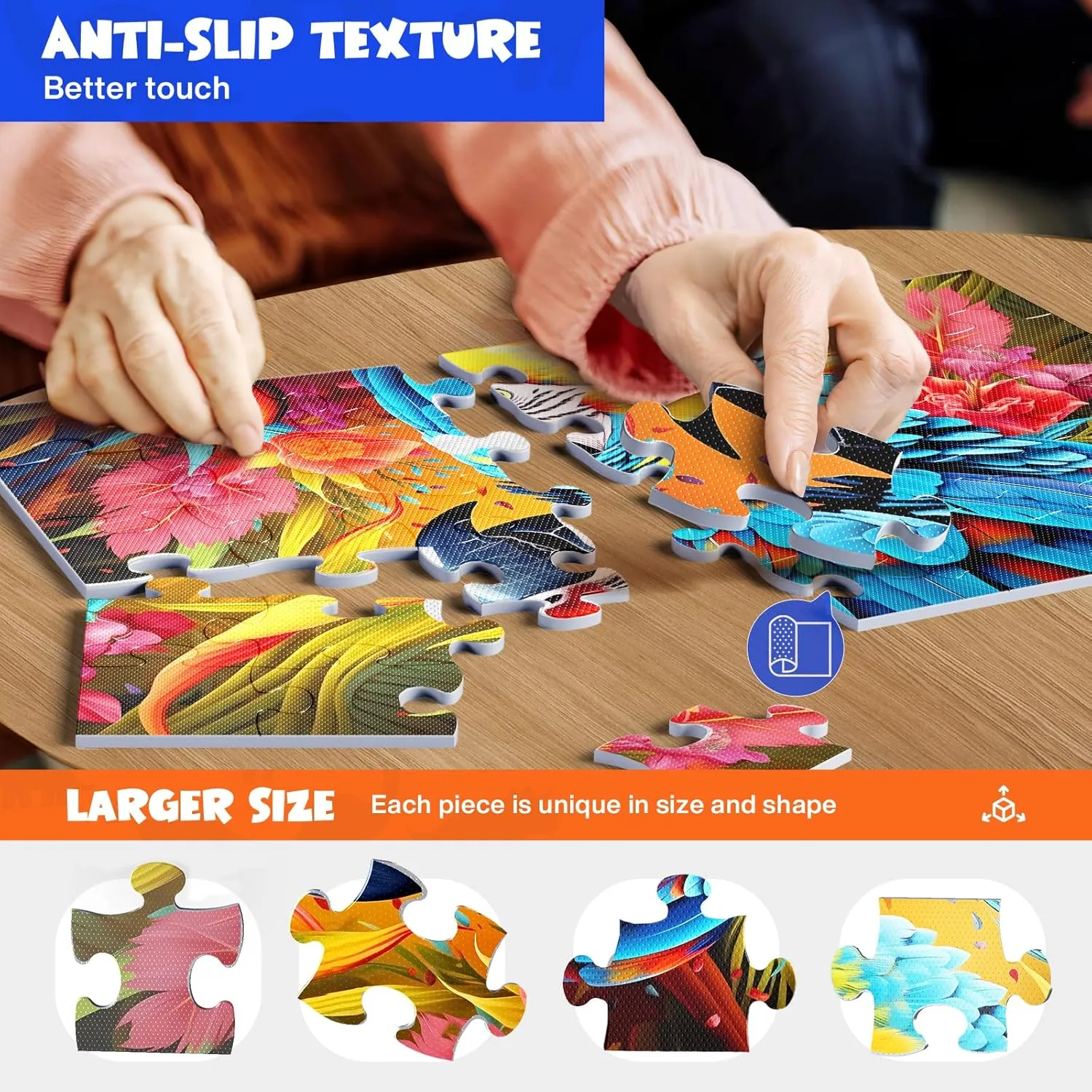 4 Packs Large Piece Puzzle for Seniors, Dementia Puzzles for Elderly Adults, Alzheimer’s Jigsaw Puzzles Products Activities Memory Cognitive Game Gifts for Seniors, 4 Storage Bag (2 x 16 & 2 x 35)