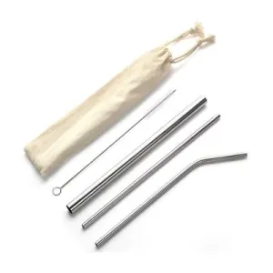 4 Pieces Stainless Steel Straw Set