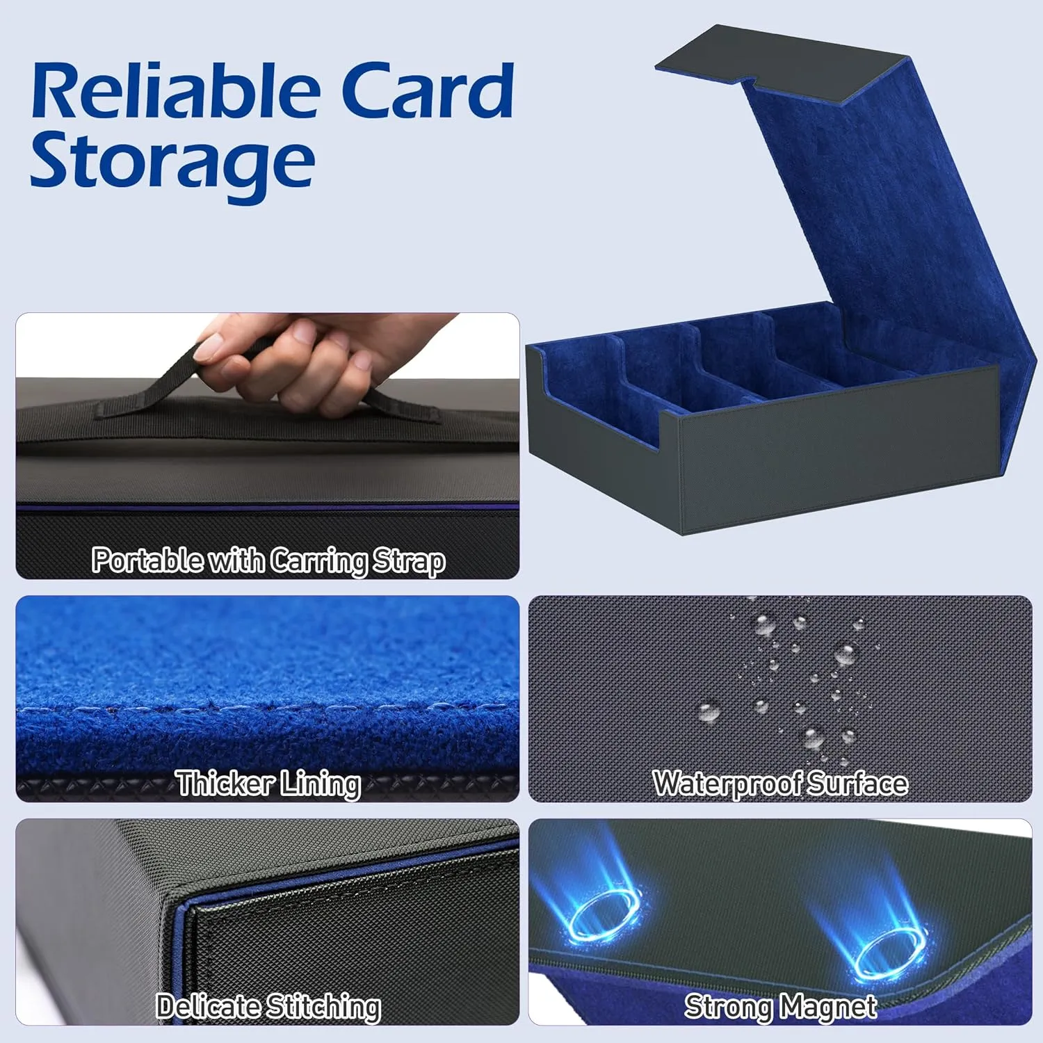 4-Row【3200 】 Trading Card Storage Box, Card Organizer Holder With 50 Sleeves & 24 Dividers, Case Fit for Mtg Tcg Magic Commander Deck Playing Cards, Deck Box for Baseball Sport Card