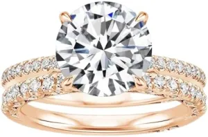 4.5 CT Round Cut Colorless Moissanite Engagement Ring Set, Tacori Wedding/Bridal Sets, 925 Sterling Silver, Anniversary Ring Pave Set, Holiday Gift for Women, 10K/14K/18K/22K Gold
