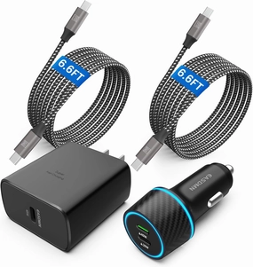 45W USB-C Charger, 2-Pack 45 Watt Samsung Super Fast Charger Type C PPS Wall/Car Charger for Samsung Galaxy S24 Ultra/S24 /S23 Ultra/S23 /S23/S22 Ultra/Note 10 , Galaxy Tab S9 with 2X 6.6ft Cable