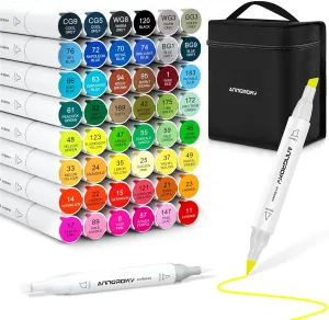 48 Colors Alcohol Markers Brush Tip Markers for Adult Coloring Books Art Markers for Kids Colored Markers for Artists School Drawing Sketch Dual Tip Marker Pens Alcohol-Based Professional Art Supplies