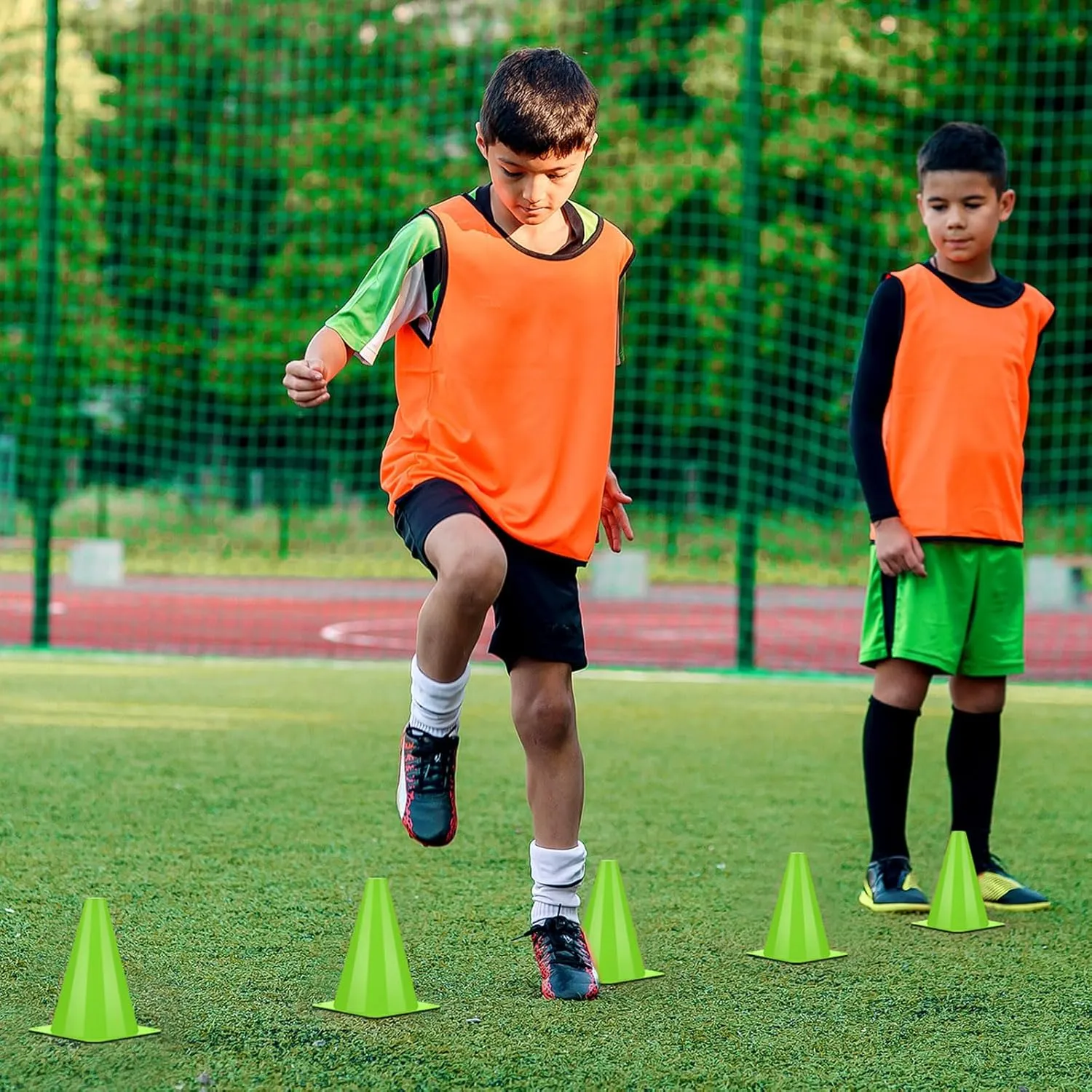48 Pack 7 Inch Plastic Traffic Cones Agility Field Marker Soccer/Safety/Sports/Training Cones for Skating Basketball Football Practice Drills Themed Party Decorations