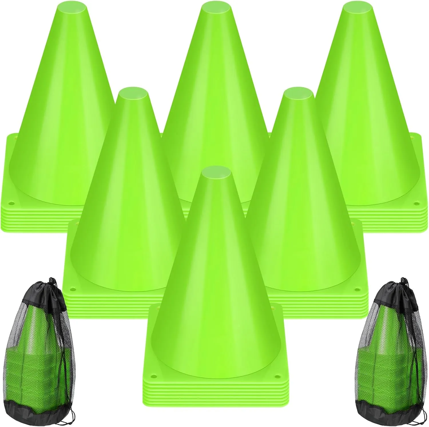 48 Pack 7 Inch Plastic Traffic Cones Agility Field Marker Soccer/Safety/Sports/Training Cones for Skating Basketball Football Practice Drills Themed Party Decorations