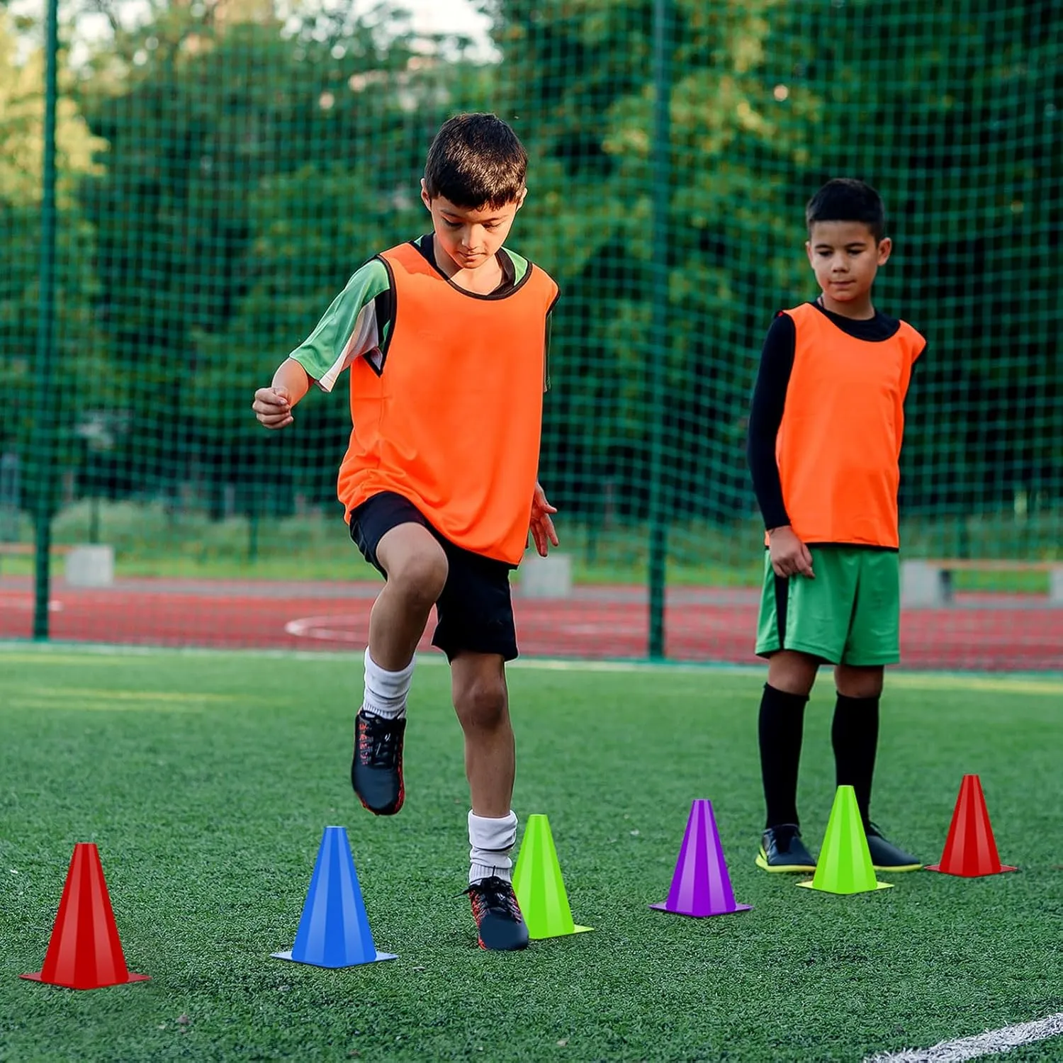 48 Pack 7" or 9" Plastic Traffic Cones Agility Field Marker Soccer/Safety/Sports/Training Cones for Skating Basketball Football Practice Drills Themed Party Decorations