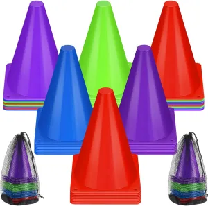 48 Pack 7" or 9" Plastic Traffic Cones Agility Field Marker Soccer/Safety/Sports/Training Cones for Skating Basketball Football Practice Drills Themed Party Decorations