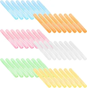48 Pcs Portable Travel Toothbrush Holders, Plastic Toothbrush Case, Tooth brush Storage Holders for Travel, Camping, School, Business and Outdoor Use (Colorful)