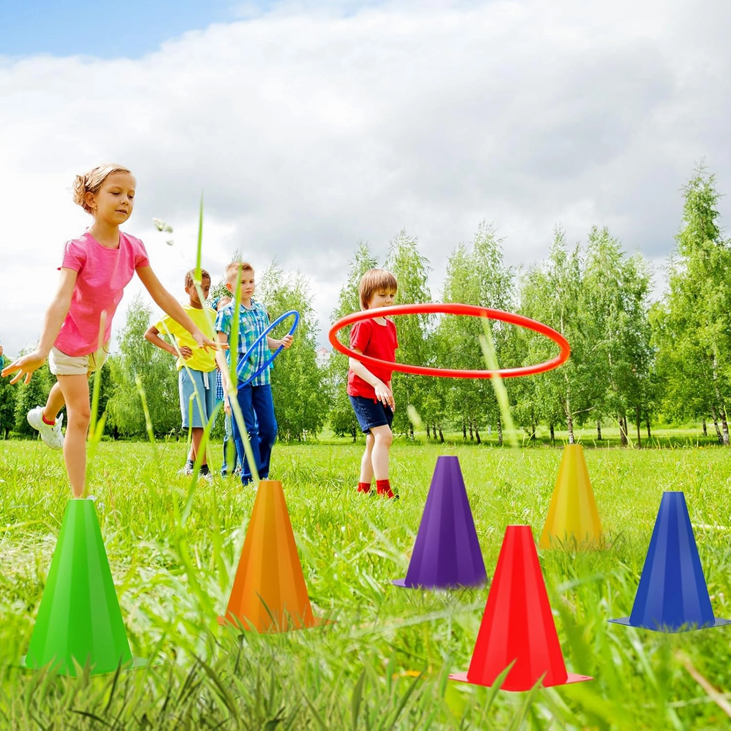 48 Pack 7 Inch Plastic Traffic Cones Agility Field Marker Soccer/Safety/Sports/Training Cones for Skating Basketball Football Practice Drills Themed Party Decorations