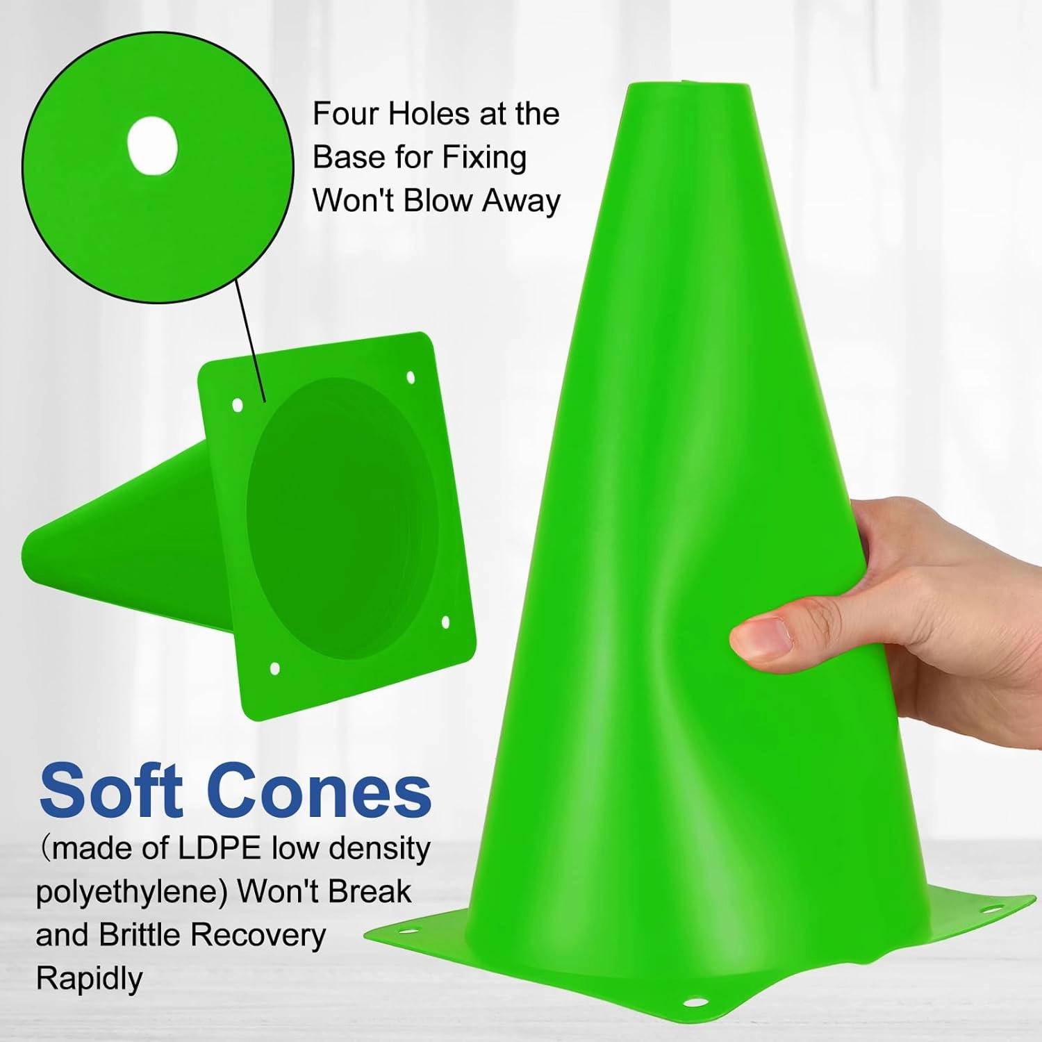 48 Pack 7 Inch Plastic Traffic Cones Agility Field Marker Soccer/Safety/Sports/Training Cones for Skating Basketball Football Practice Drills Themed Party Decorations