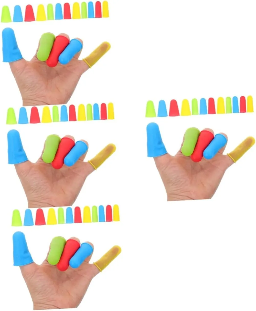 48pcs Multi-Function Silicone Finger Protectors -Skid for Crafts Gardening Cooking and More Elastic Design Mixed Colors