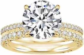 4 CT Round Cut Colorless Moissanite Engagement Ring Set, Tacori Wedding/Bridal Sets, 925 Sterling Silver, Anniversary Ring Pave Set, Holiday Gift for Women, 10K/14K/18K/22K Gold