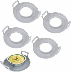 4 Pcs Microwave Cool Caddy with Handles, Microwave Cool Plate and Spillover Caddy, Large Microwave Cool Plate, Microwave Meals Carrying Tray for Bowls, Plates, Microwave Meals