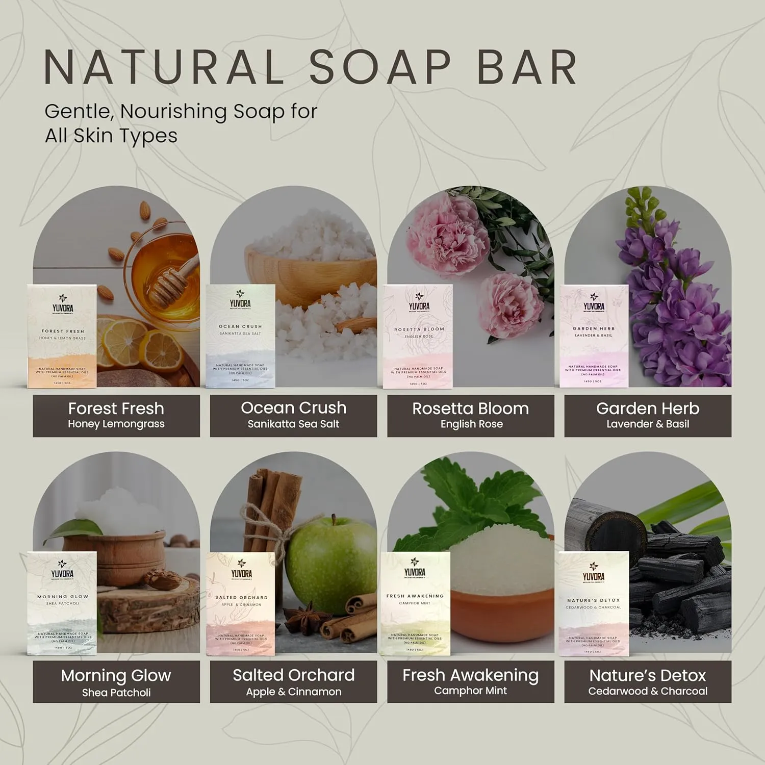 5 OZ Pack of 8 Handmade Women’s Body Soaps – Long-Lasting Natural Bar Soap – Luxurious Aromatherapy Scents – Moisturizing Herbal Skincare – Gift Set – The Pure Balance
