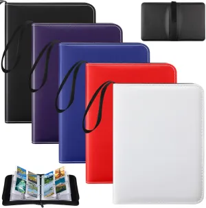 5 Pack Trading Card Binder 4 Pocket 2000 Pockets with 250 Removable Sleeves Game Cards Collection Sports Trading Cards Collector Album(Black, White, Red, Blue, Purple)