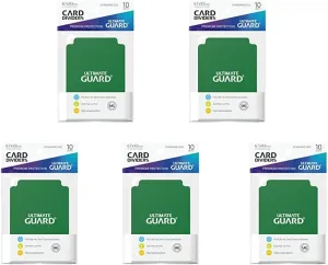 5 Packs Ultimate Guard Green Card Dividers (10) Standard Size Value Bundle!