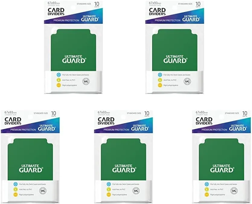 5 Packs Ultimate Guard Green Card Dividers (10) Standard Size Value Bundle!