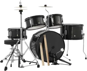 5 Piece Kids Drum Set with Tom,Cymbal, Youth Junior Drum Kit with Hi-Hat, Pedal, Drumsticks and Seat for Beginner, Teens,Black