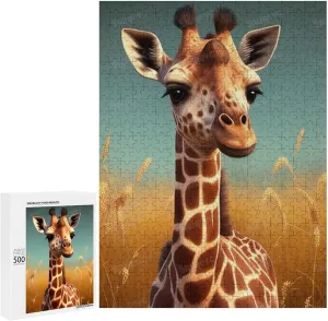 500 Pieces Jigsaw Puzzle for Adults - Grassland Giraffe Inspirational Quote Jigsaw Puzzles for Family Activities Games Gift